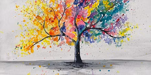 Paint a splattery rainbow tree Woodbridge at The Hopsters X Burnt Mill Taproom