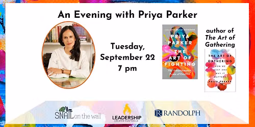 An Evening with Priya Parker, hosted by Snail on the Wall, Leadership Huntsville & Randolph School