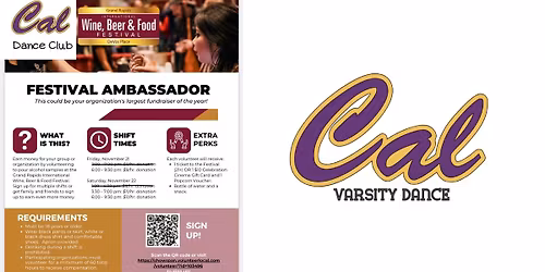 Support Cal Varsity Dance- Volunteer at GR Wine, Beer Food Fest