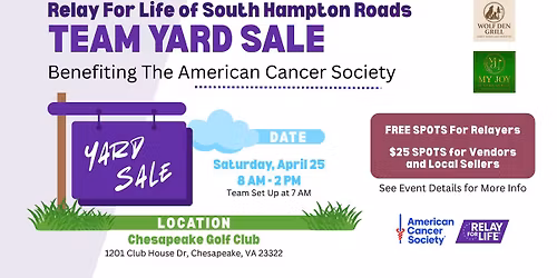 Yard Sale Benefiting the American Cancer Society | Relay For Life of South Hampton Roads