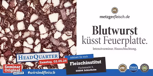Blutwurst k\u00fcsst Feuerplatte bei uns im Fleischinstitut