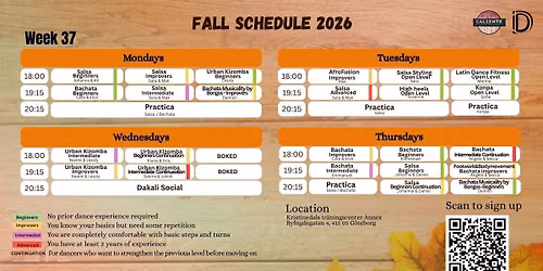 Caliente Fall Schedule 2026
