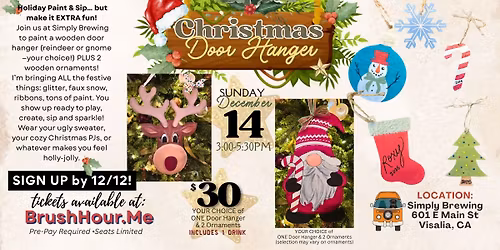 Christmas Door Hanger Paint & Sip