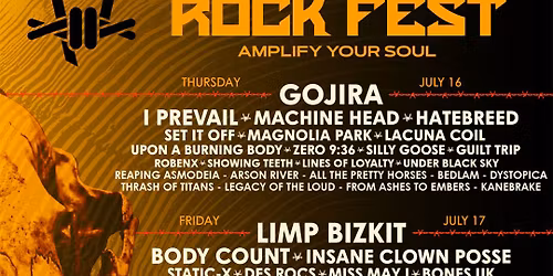 Rock Fest Chippewa Valley: Gojira  Limp Bizkit  & The Offspring - 3 Day Pass