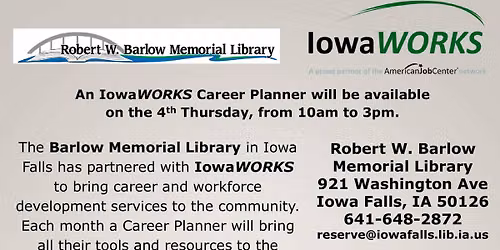 IowaWORKS at the Barlow Memorial Library - Iowa Falls
