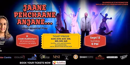 Janne Pehchaane Anjane By Anupam Kher & Swaroop Sampat Live In California