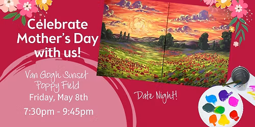 Van Gogh Sunset Poppy Field - Date Night Painting