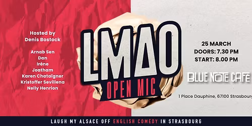 LMAO March 2026 English standup comedy open mic 