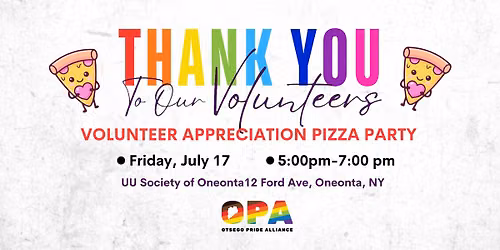 Volunteer Appreciation Pizza Party