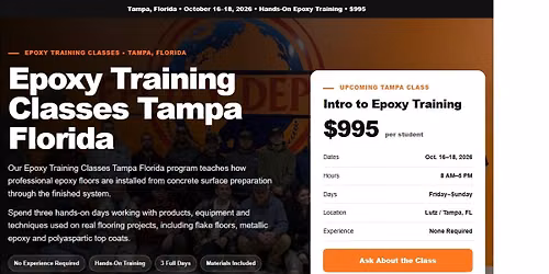 Epoxy Training Classes Tampa Florida