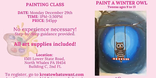 Paint a Winter Owl - Tween Painting Class