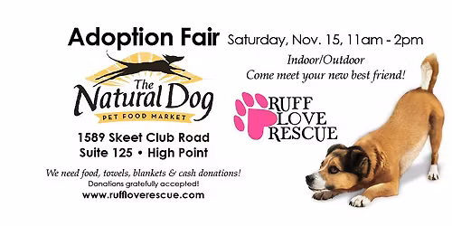 Nov 15th Natural Dog High Point Adoption Event