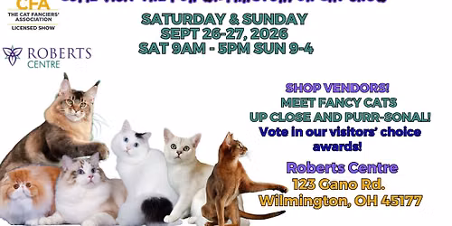 Come visit the fun Wilmington, Ohio Cat Show!