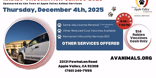 Rabies Vaccination Clinic- Drive Thru