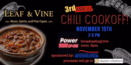 3rd annual CHILI cookoff!