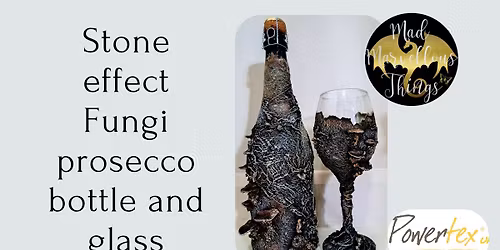 Powertex Stone effect Fungi prosecco Bottle (full) plus wine glass