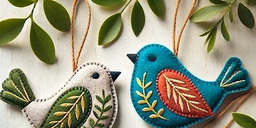 Hand embroidered Christmas tree decorations
