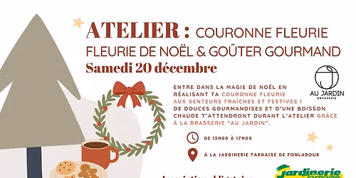 Atelier : Couronne de No\u00ebl fleurie