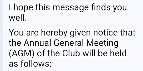 ANNUAL GENERAL MEETING (Members Only)