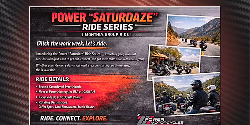 Power \u201cSaturdaze\u201d Ride Series | Monthly Group Ride