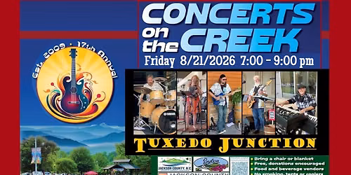 Concerts on the Creek in Sylva; ft Tuxedo Junction