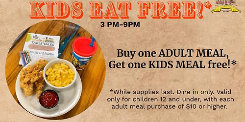Kids Eat Free at Daniel's every Tuesday!