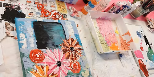 3D Textured Flowers with Mixed Media on Canvas