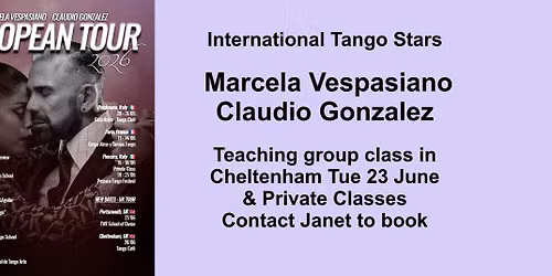Tue 23 June Tango Classes with Claudio & Marcela