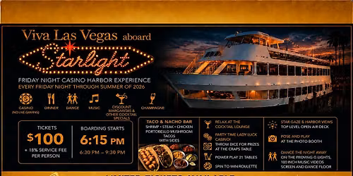 Copy of Friday Night Casino Harbor Experience | Dinner \u00b7 Dancing \u00b7 Drinks \u00b7 Sunset