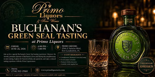 Buchanan's Green Seal Tasting at Primo Liquors A1A