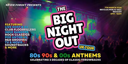 BIG NIGHT OUT - 80s, 90s & 00s Beccles, Public Hall & Theatre