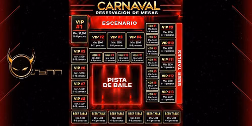 Carnaval | Reservaci\u00f3n de Mesas \u2014 Viernes 30 de Octubre