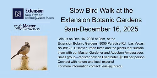 Slow Bird Walk with the Extension Master Gardeners and Audubon  Ambassadors