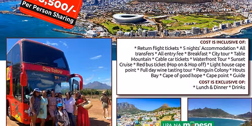 6 Days Cape town tour from 15th to 20th Oct, 2026 @ksh 168,500