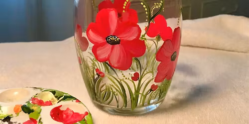 Winter Wine trail - Red Flowers - Vase Class Painting