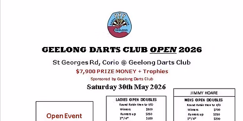 GEELONG DARTS CLUB OPEN 2026