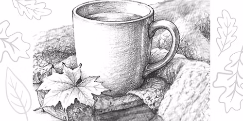 Cozy Autumn Mug: Pencil Drawing Class for Adults and Teens