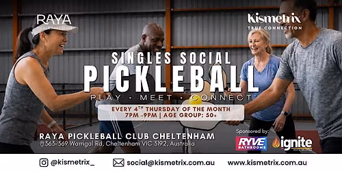 Oct 22 | Thursday Evening Pickleball for Singles Age 50+ | Cheltenham