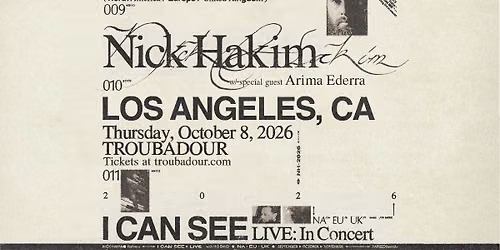 Nick Hakim w\/ Arima Ederra at Troubadour