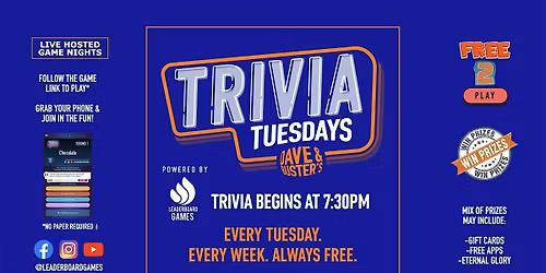 Trivia Night | Dave & Buster's - Folsom CA - TUE 730p - @LeaderboardGames