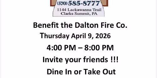 Dinner at the Grill - Dalton Fire Co. Auxiliary Fundraiser 