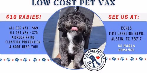 Austin Low Cost Pet Shots (Lakeline Blvd) - Rabies $10