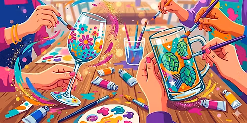 Wine Glass\/Beer Mug Painting & Personalized Sip Night