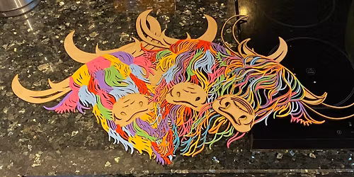 Wooden Highland Cow 3D - Paint it with Funky Colours