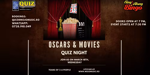 Oscars and Movies Speed Quiz PLUS Sing-Along Bingo!