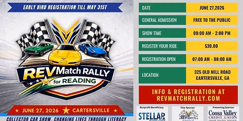 RevMatch Rally for Reading - Car Show - 06.27.26 - Cartersville
