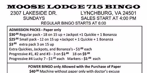 BINGO - Open To The Public