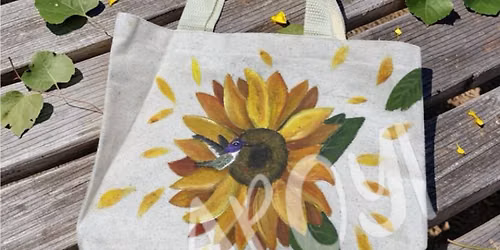 Afternoon Sunflower Canvas Tote Bag Painting