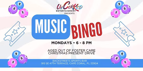 Music Bingo Benefiting Aged out of Foster Care Christmas Present Drive