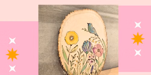 Wood Burned Wildflowers and Watercolors with See Lang Design